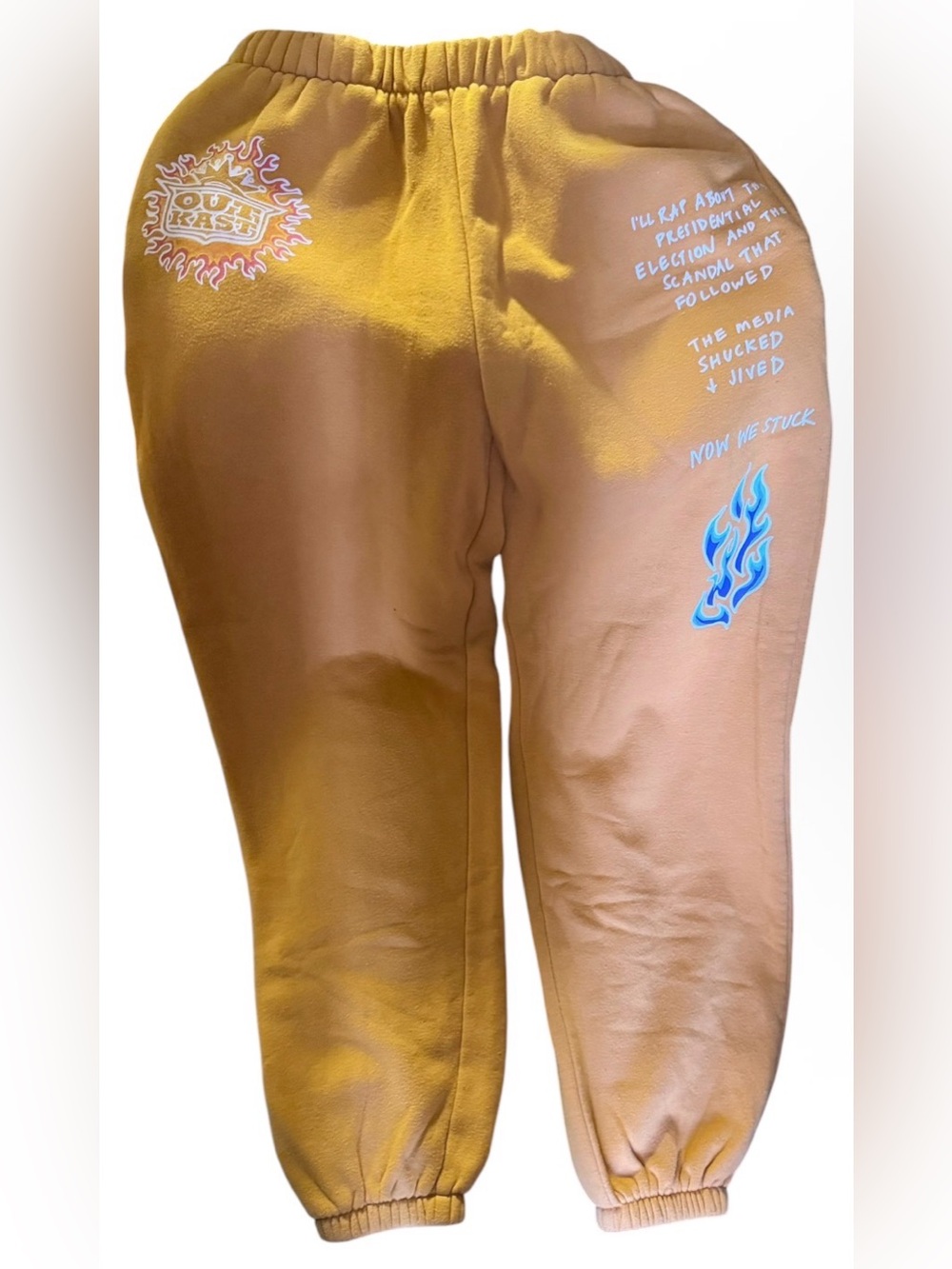 Outkast Flame Jogger sweatpants yellow size small